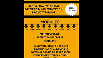 SAP S4HANA END TO END GREEN FIELD IMPLEMENTATION PROJECT TRAINING WITH 100% PLACEMENT ASSIST