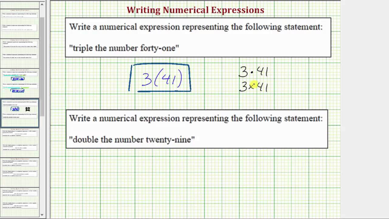 Ex: Write a Numerical Expression in the Form 26a and 26a