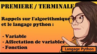 PREMIERE/TERMINALE  Rappels python #1 - Variables, affectation, fonctions en python