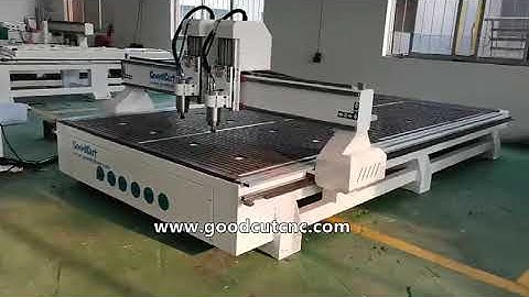 GoodCut Hot Sale double head cnc router with Weihong system Vacuum absorbed table for wood material