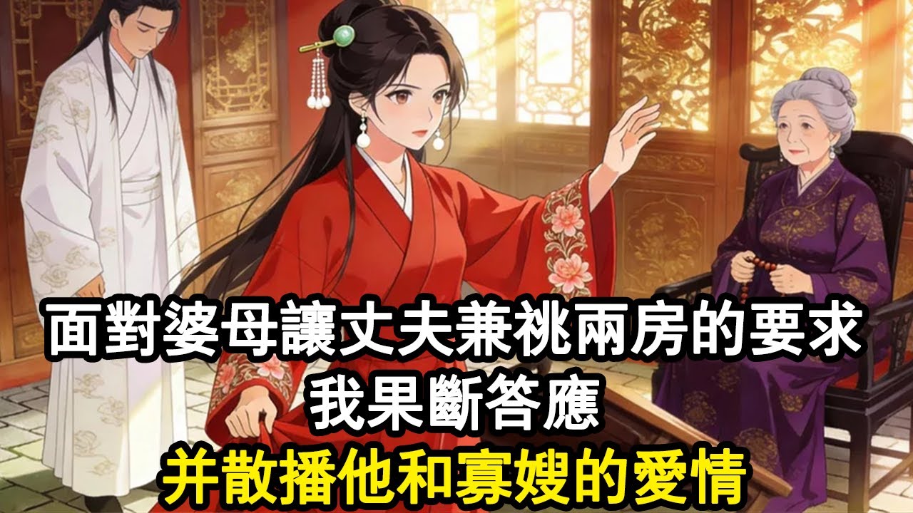 【古言故事】面對婆母讓丈夫兼祧兩房的要求。我果斷答應。並散播他和寡嫂的愛情#小說 #重生 #古言