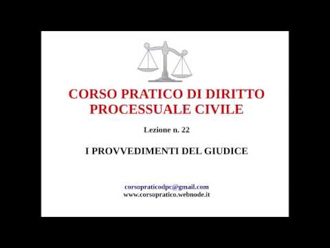 22. I PROVVEDIMENTI DEL GIUDICE