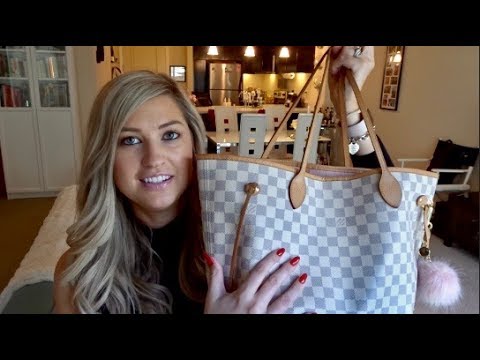 Louis Vuitton Neverfull Damier Azur MM Rose Ballerine Lining