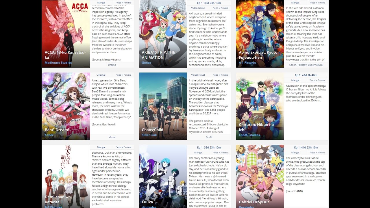 Winter 2017 Anime Chart
