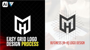 How to Design M&H Letter Logo in a Hexagon | Quick Grid-Based Logo Tutorial