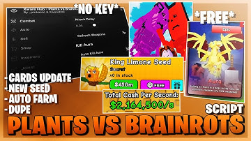Plants Vs Brainrots Script *NO KEY* - New Update, Cards Update, Auto Farm, Auto Buy & More! 🃏🌻