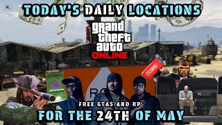 GTA: Online. • Today's Shipwreck, Gun Van, Street Dealers, LS Tags & Weed Bag locations. • May 24th.