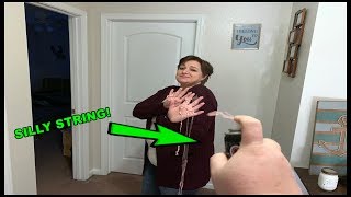 SILLY STRING PRANK ON GIRLFRIEND! SHE WASN'T HAPPY.....