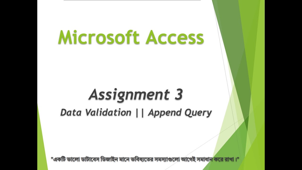 Microsoft Access | Assignment 3 | Class Project | Append Query and Data Validation