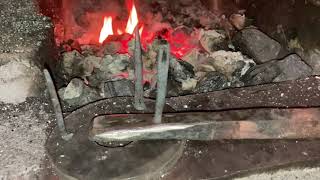 Forging a nail header and a nail blacksmithing