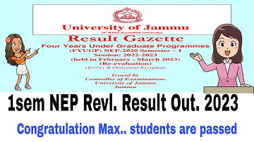 1 sem NEP Revaluation Result Out 2023 | Congratulations Max.. students arr pass | New Update of JU