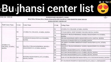 Bu jhansi center list 2025 | bundelkhand University Jhansi center list