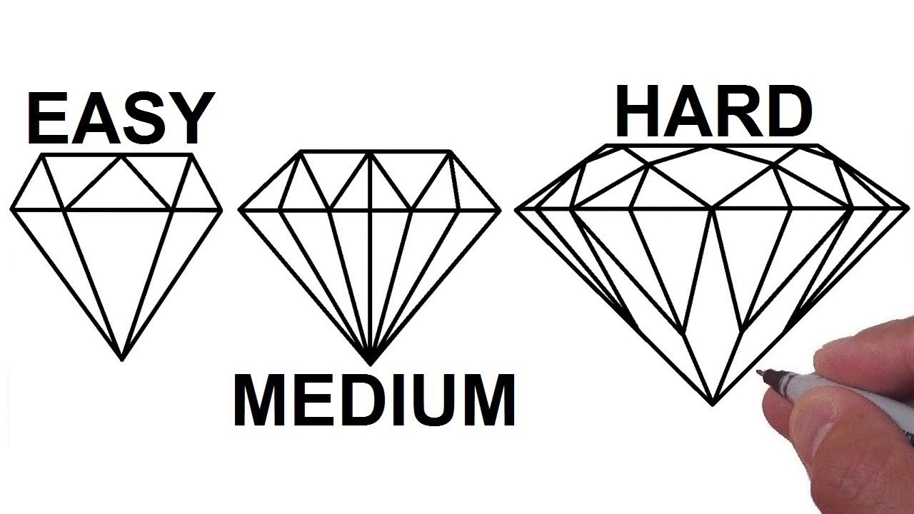  How To Draw  a DIAMOND in 3 Different Ways Step  by Step  