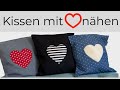 süßes Kissen mit Herz für Valentinstag nähen, Anleitung schnell und einfach, kostenlose Schablone