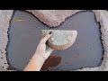 New video Gritty sand cement purple full dusty texture dry floor in pool water crumbling yummy 