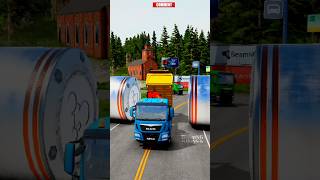 Mix Colour Cement Truck & Dump Trucks vs Bollards crash #shorts #beamngdrive #truck