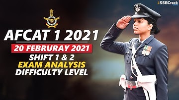 AFCAT 1 2021 Exam Analysis 20 February 2021 - Shift 1 & 2