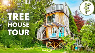 Whimsical Tiny Tree House is Cleverly Built with Reclaimed & Eclectic Materials – FULL TOUR