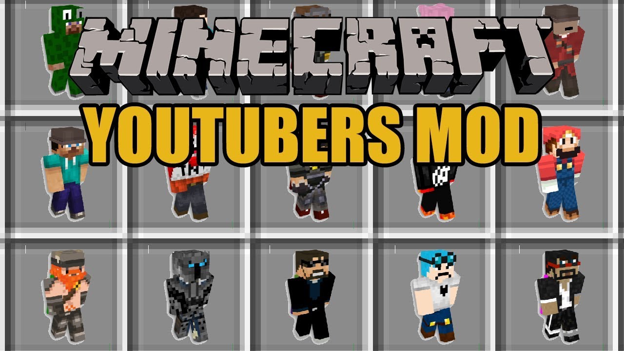 YOUTUBERS+ MOD (Minecraft Mod Showcase) YouTube