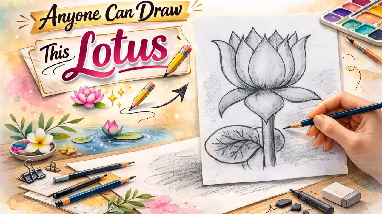 Anyone Can Draw This Lotus 🌸 (Step-by-Step Tutorial #easydrawing #drawing #art #trending 