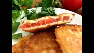 Закуска из помидор в сырном кляре.
