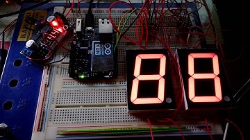 Arduino Yún 配合兩顆74HC595控制兩顆七段顯示器（試做）