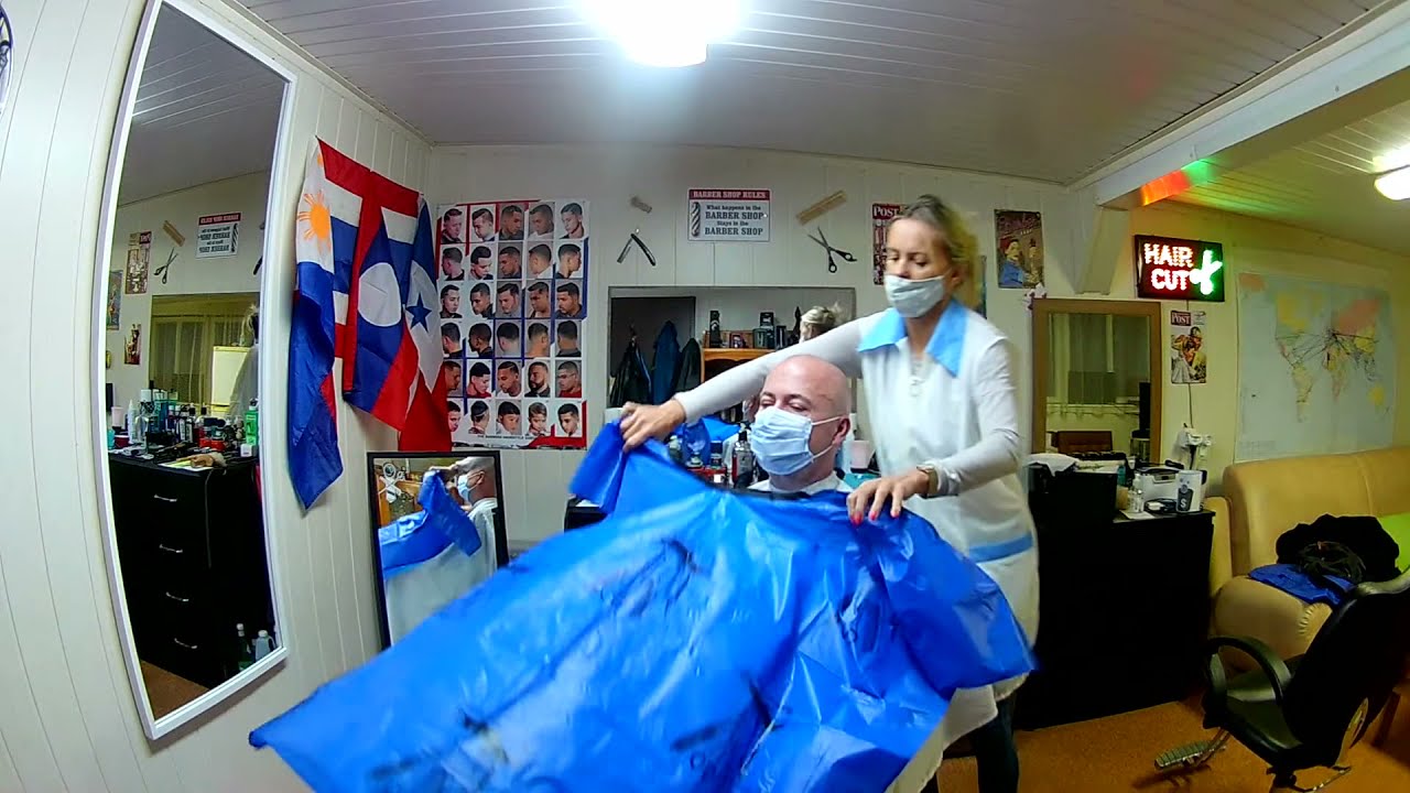 Disciplinary head shave by lady barber DADA✂️💈