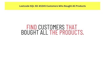 #SQL Leetcode SQL 50 #29. Customers Who Bought All Products