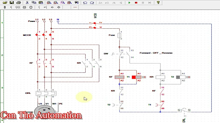 Forward reverse circuit diagram with timer (Simulation)
