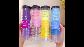 PVN46794 Set 20 Dây Chun Buộc Tóc Siêu Xinh Đựng Trong Hộp Ống Trong Suốt Tiện Lợi Chất Thun