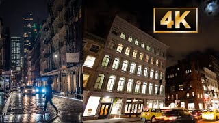 Walking NYC-SoHo at Night in New York City {4K Ultra HD 60fps} ASMR (City Sounds) | PART 1