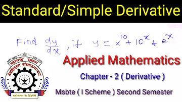 Derivative | Application of derivative | Msbte | I scheme | Applied mathematics |