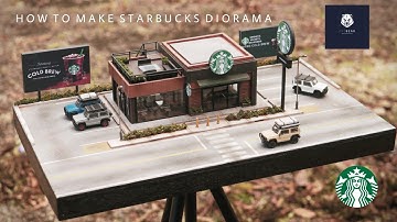 How To Make a STARBUCKS COFFEE SHOP DIORAMA || for Hotwheels 1/64