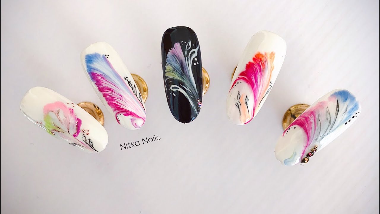 Zdobienie Nitką / Thread technique nail art - YouTube