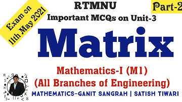Matrix | Multiple Choice Questions (MCQ) | Lecture-2 | Easy method by ST Sir