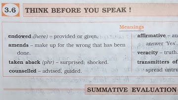 7th STD English Workbook Chp 3.6 Think Before You Speak! @omeducation8606