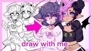 Draw With Me ♡ [Procreate] 彡☆ Angel & Demon Girl
