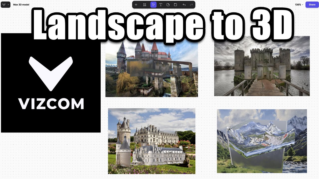 Тестирование ландшафта с помощью 3D-генеративного ИИ от Vizcom — замки, горы, рельеф и детализаци...