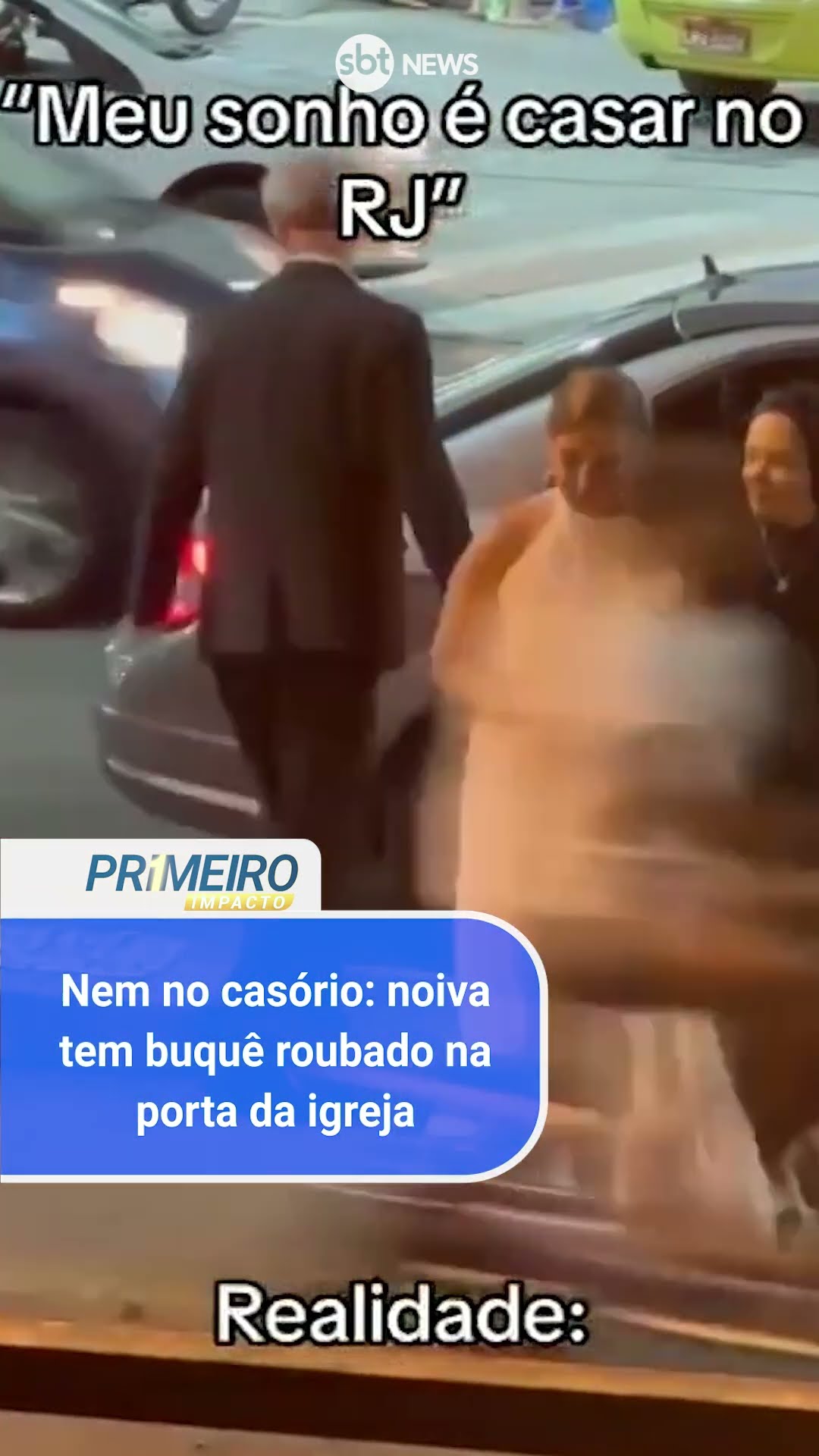 Nem no casório: noiva tem buquê roubado na porta da igreja