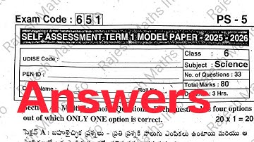6th class General Science🔑 SA-1 Real Key Solutions 2025-26 || Self Assessment Term 1 Model Paper