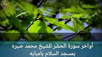 الشيخ محمد صبره أداء رااائع في آواخر سورة الحشر 2018