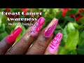 Breast Cancer Awareness Acrylic Nails collab MadamGlam Join Pink
