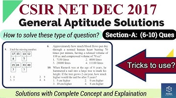 Solutions of General Aptitude(6-10) |CSIR NET DEC 2017 | Tricky Important ques |NTA Exam|Easy Method
