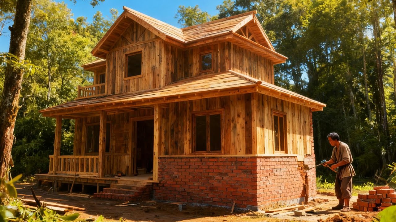 A man spent 3000 hours to transform his wooden house into a villa 