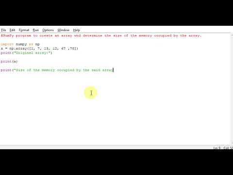 NumPy program to create an array wnd determine the size of the memory occupied by the array