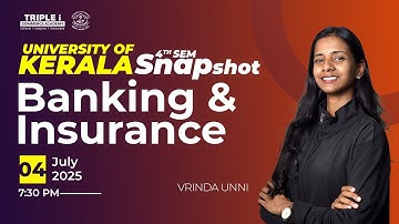 Kerala University | B.Com 4th Sem | Banking and insurance | Part 1 | Vrinda Unni | Live