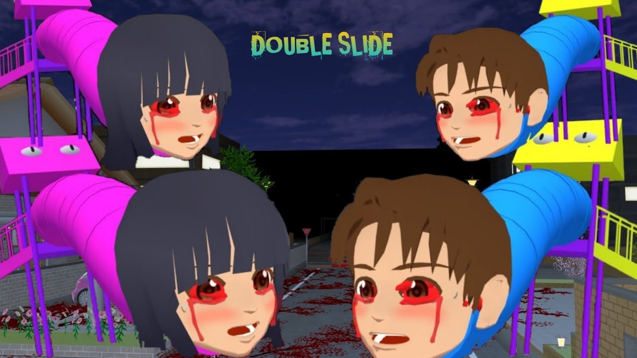 DOUBLE SCARY HORROR SLIDES HAUNTED YUTA MIO 👹|| SAKURA SCHOOL SIMULATOR HORROR DRAMA 😱