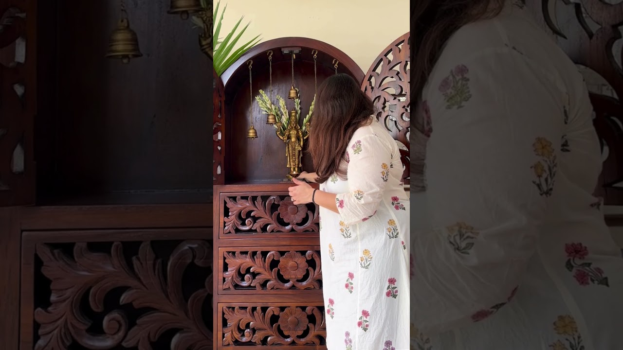 Zufolo Hand Carved Wooden Temple with Drawers 