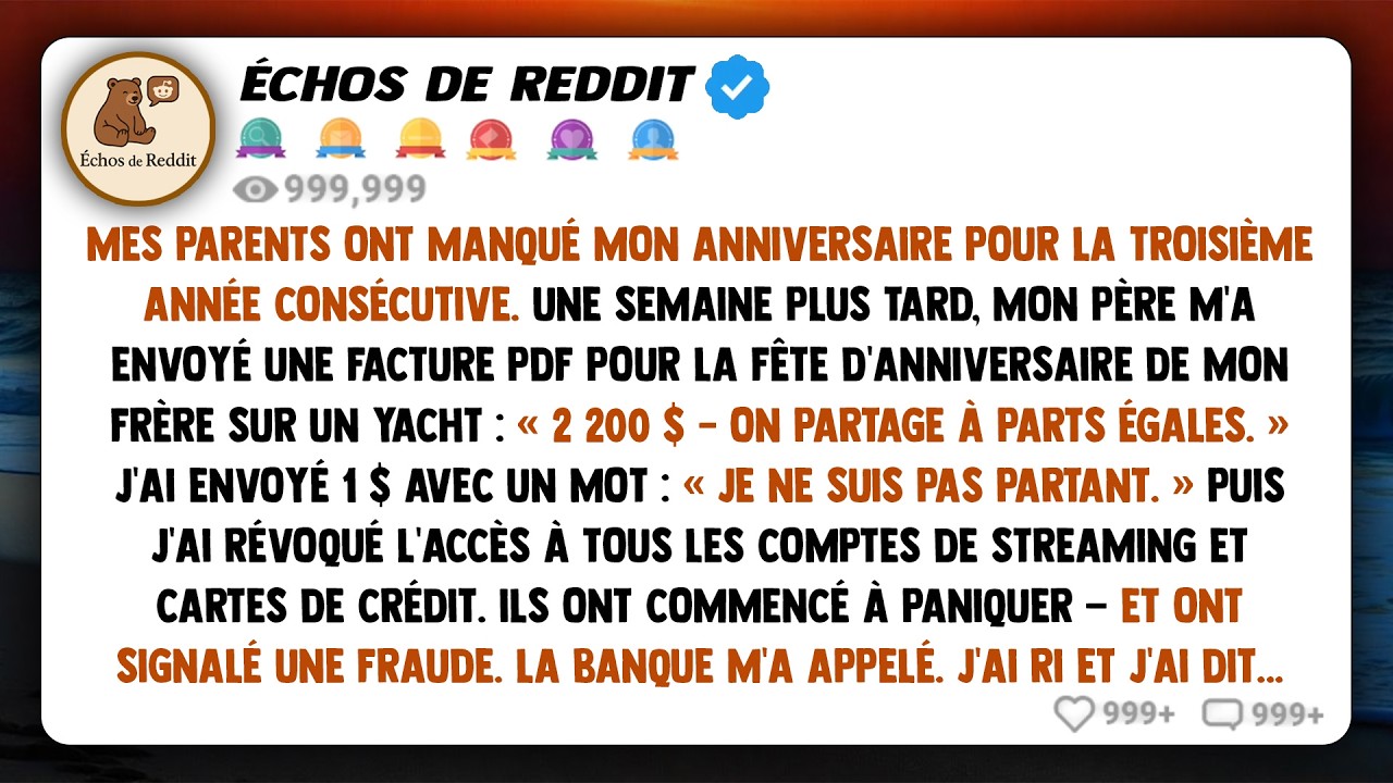 Mes parents ont manqué mon anniversaire pour la troisième année consécutive. Une semaine plus tard..
