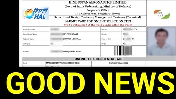 HAL management trainee design trainee admit card out 2021 | KAISE DOWNLOAD KARE ADMIT CARD HAL MT/DT